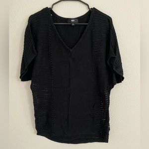 Target brand bat wing, v neck, short sleeve, semi sheer, black sweater